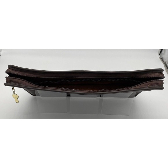 Jack Georges University Underarm Portfolio Zip Bag Leather Brown Suede Interior - Picture 3 of 7